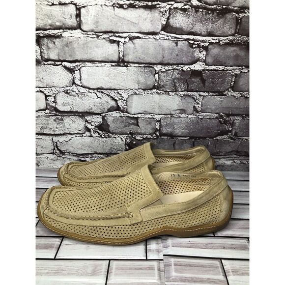 Donald J PLINER Esco Tan Suede Perforated Driving Moccasin Loafers Shoes Men 13M - Picture 12 of 16